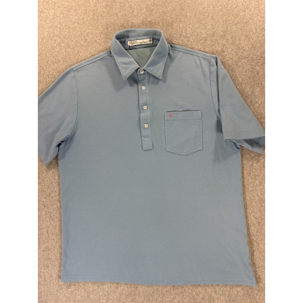 Criquet Players Short Sleeve Pocket Polo Shirt (Men's Large) Blue